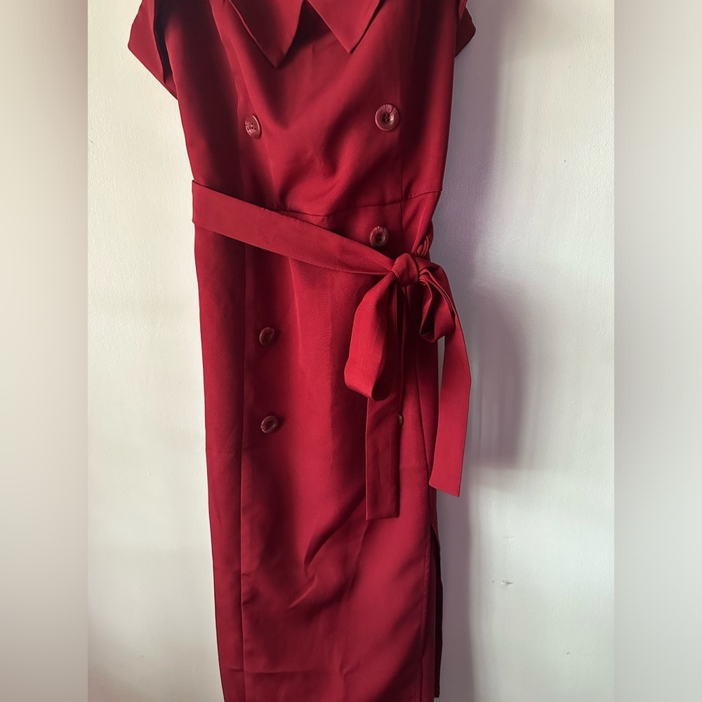 Favlux Burgundy Button Front Jumper Dress Size small - Picture 5 of 6
